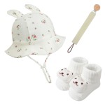 婴儿围兜套装生产厂家 - 花帽奶嘴夹