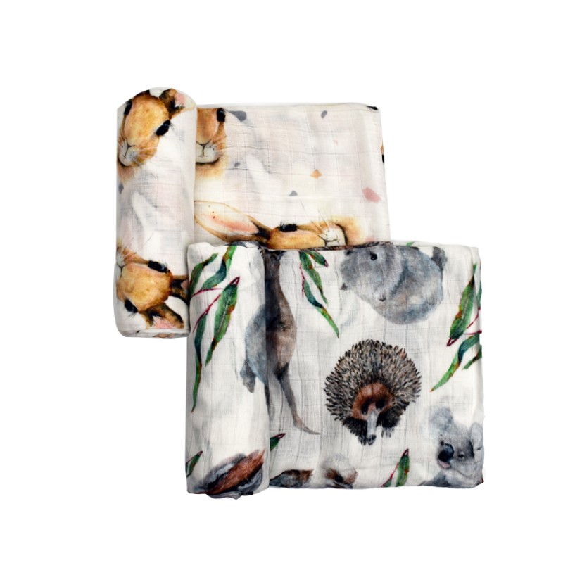 婴儿毯工厂 - 可定制恐龙印花竹毯