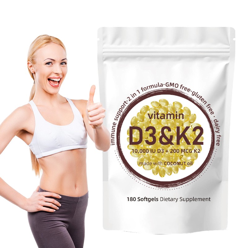 OEM Manufacturer Directly Vitamin D3 K2 Softgels Vitanmin Capsules Private Label Health Supplements Enhance Calcium Adults