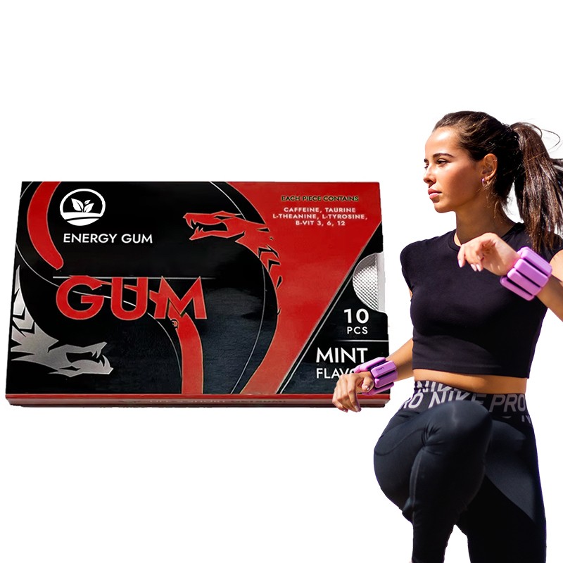 OEM Sugar - Free Energy Gum with Caffeine Vitamins L-Theanine for Energy Focus Mint Chewing Gum Pills Vegan Supplement