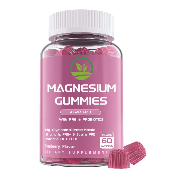 OEM/ODM Magnesium Glycinate Gummies Magnesium Potassium Supplement with Vitamin B /D Relax Sleep Heart Health Herbal Supplements