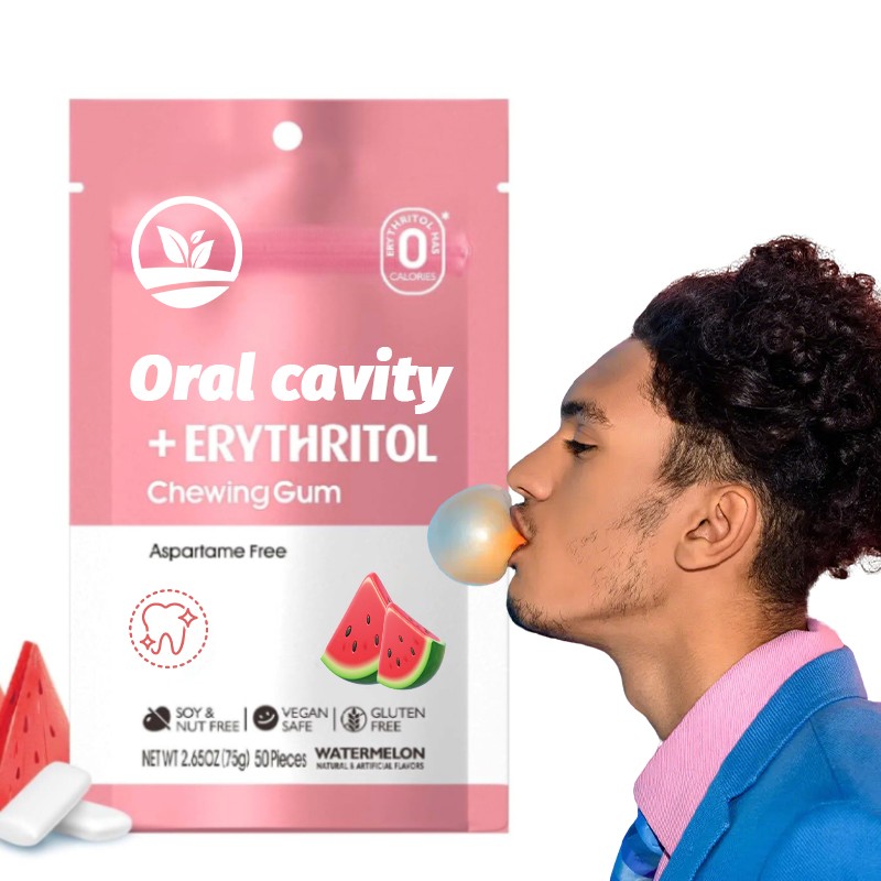 OEM Watermelon Chewing Gum with L-Theanine Caffeine Supplements Keep Teeth Whitening Healthy
