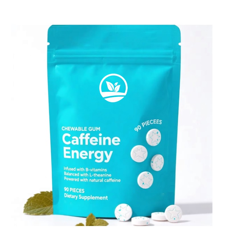 OEM /ODM Private Label Caffeine Chewing Gum with Vitamin-B for Energy Support and Booster Chew Gum for Adult Herbal Supplement