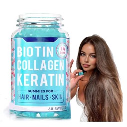Private Label 10000mcg Max Strength Biotin Vegan Hair Gummies Hair Skin Nails Growth Antioxidant 3 in 1 Gummy