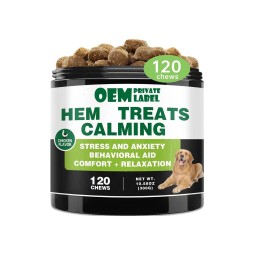 OEM Calming Softchews Dog Treats with Hemp Aid Anti-Anxiety Supplements Pet Health Care & Chewable Tablets