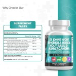 Adult Mood Support Supplements St John's Wort Capsules Rhodiola Rosea Holy Basil Vitamin C Black Pepper Extract Men Women
