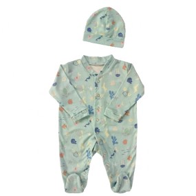 婴儿连脚裤供应商 - 棉柔软舒适长袖纯色印花