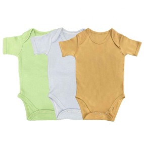 婴儿连体衣套装工厂 - 棉纯色印花短袖0-12个月