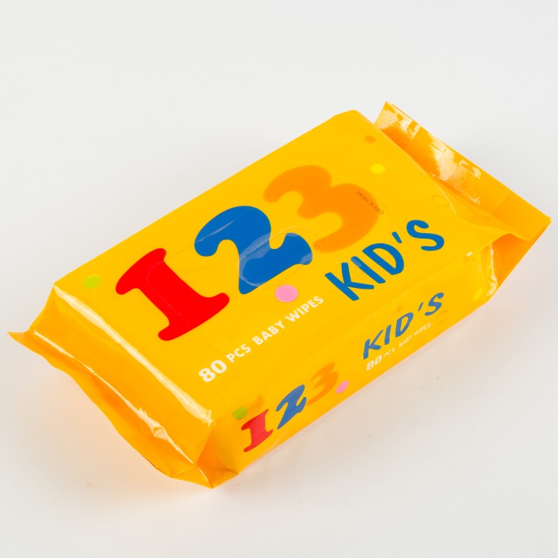 婴儿湿巾厂家 - 123品牌80片婴儿清洁湿巾带证书