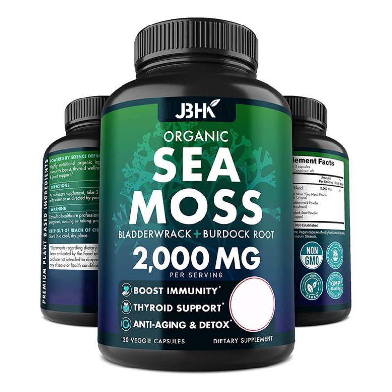 OEM Factories Offer Immunity Vegan Pills Supplement Organic Seamoss Capsules Natural Private Label Healthcare Supplement