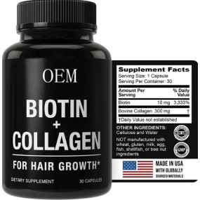 2022 Own-Brand Biotin Capsules for Hair Nail Skin Growth Vitamin Collagen Keratin Supplement Pills for Adults Children 32/60