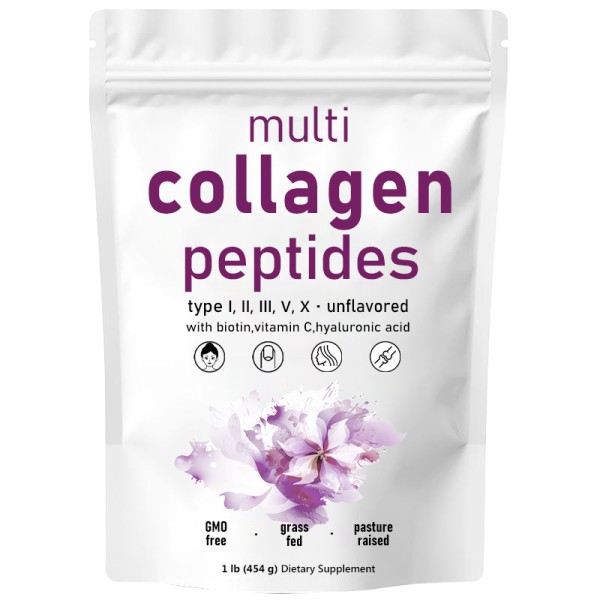 OEM 454G Collagen Protein Powder Easy-to-Dissolve Beauty Supplement with Vitamin C Non-Genetically Modified for Men and Women