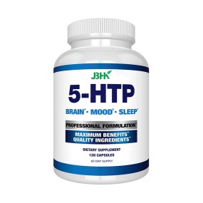 私人标签素食保健品补充有机5HTP胶囊与钙脑功能，情绪，睡眠支持