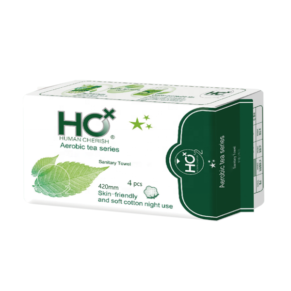 卫生巾厂家 - 4片1包24包420mm尺码夜用氧茶