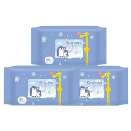 婴儿湿巾工厂 - OEM批发实惠水80片旅行无香