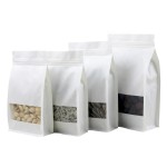 WK03 Wholesale Custom Print logo White Kraft Paper Bag Eight-eadges Food Paper Zipper Bag Stand up With Window