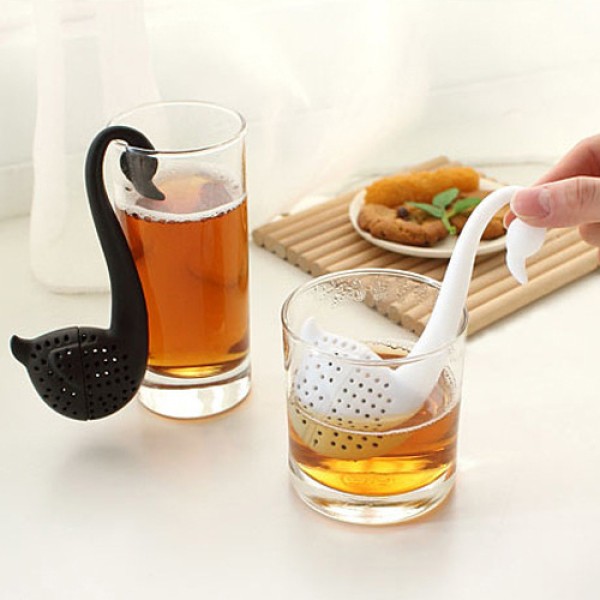 TEA07 Favorable Creative Swan Shaped Non-toxic Plastic Hooking Tea Infusers Loose Tea Spice Filter