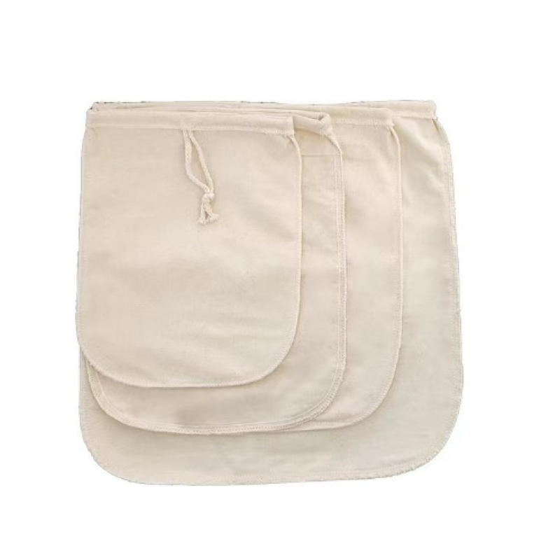 Drawstring Organic Cotton Material Filter Bag and Empty Tea Bag for Milk Juice