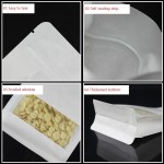 WK03 Wholesale Custom Print logo White Kraft Paper Bag Eight-eadges Food Paper Zipper Bag Stand up With Window