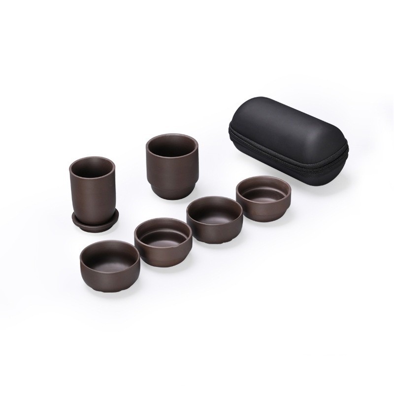 PS01 Purple Clay Kung Fu Travel Terracotta Pottery Tea Set One Pot Four Cups Teapot Tea Cup Set