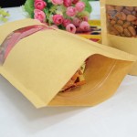 WK01 Hot Sale Custom Printed Ziplock Stand up Pouch Biodegradable Bags Kraft Paper Bag Window Design
