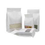 WK03 Wholesale Custom Print logo White Kraft Paper Bag Eight-eadges Food Paper Zipper Bag Stand up With Window