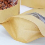 WK01 Hot Sale Custom Printed Ziplock Stand up Pouch Biodegradable Bags Kraft Paper Bag Window Design
