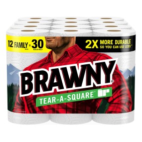 Paper Towels Manufacturer - Reasonable Price Brawny Tear-A-Square 12 Family Rolls 30 Regular