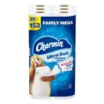 Toilet Paper Manufacturer - Charmin Ultra Soft 30 Family Mega Rolls 153 Regular Rolls Bulk