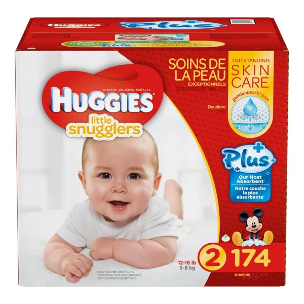 婴儿纸尿裤厂家 - 热销Huggies小 snugglers加强2码174片批量