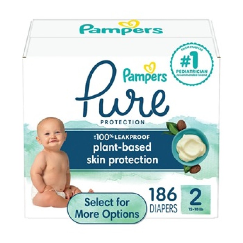 婴儿纸尿裤厂家 - 热销Pampers纯护2码186片防过敏