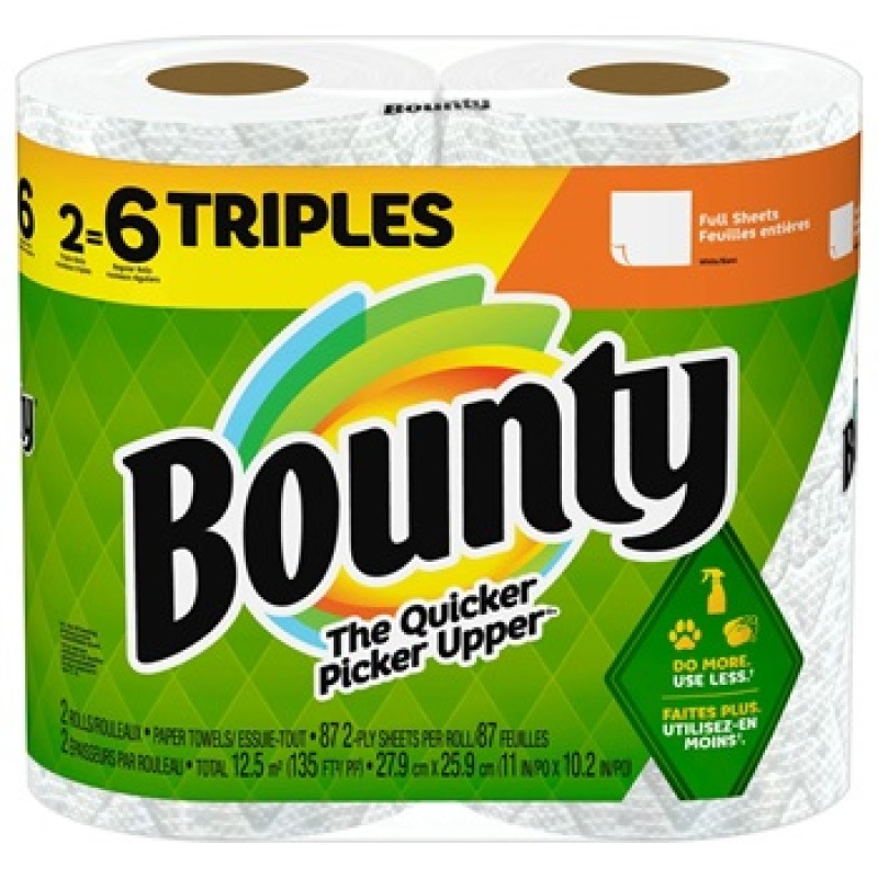 Paper Towels Manufacturer - Highly Effective Bounty Full Sheet White 2 Triple Rolls 6 Regular