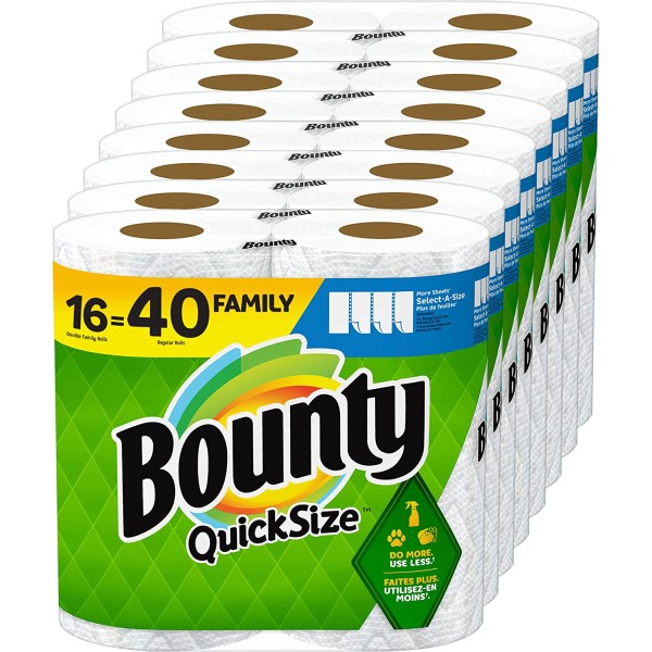 Paper Towels Manufacturer - Bounty Original 2-Ply White 16 Family Rolls 40 Regular Rolls USA