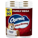 Toilet Paper Manufacturer - Charmin Ultra Strong 18 Family Mega Rolls 90 Regular Rolls Stock