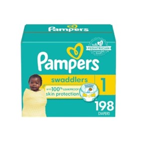 婴儿纸尿裤厂家 - 新款Pampers Swaddlers1码198片一次性批量