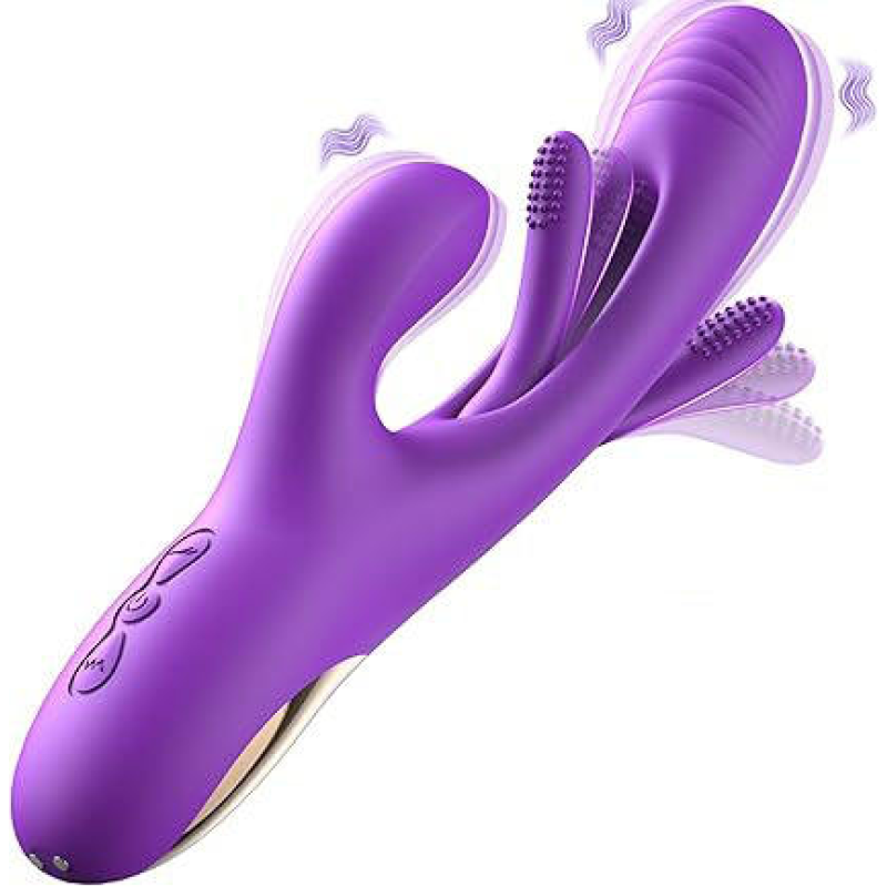 3 in 1 G Spot Vibrator with 7 Flapping & Rabbit Patterns, 7 Vibrating Female Sex Toy, Clitoral Nipple Stimulation Couple Sex Toy