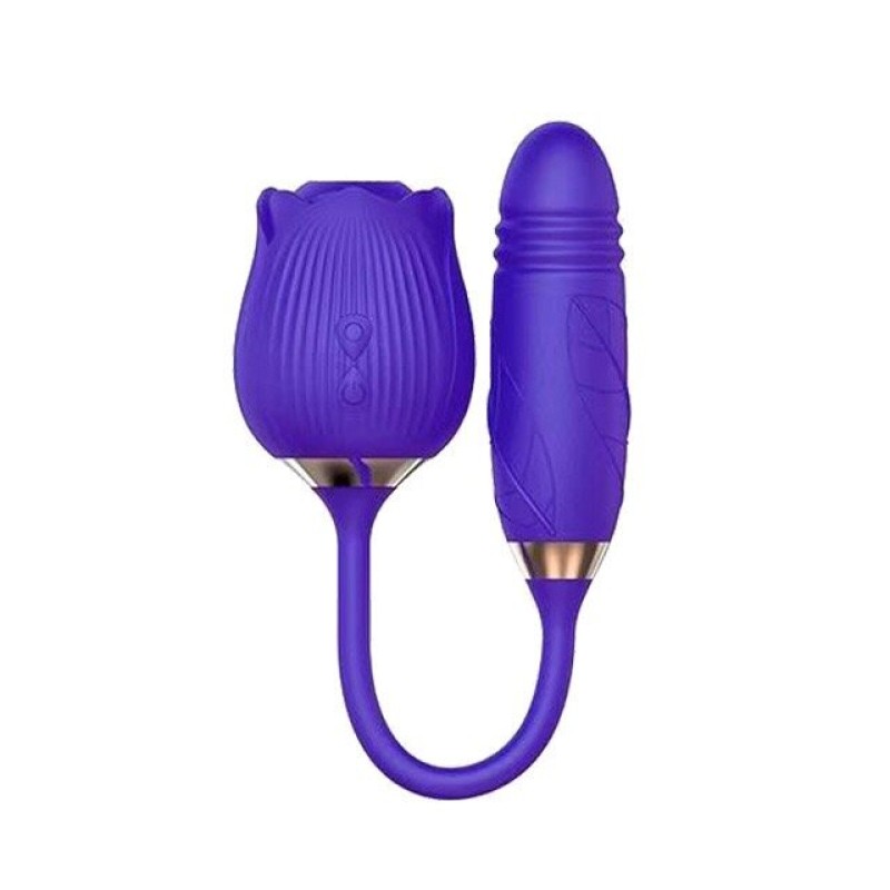 2 In1 Rose Sex Toy Stimulator Adult Toys Clitoral Tongue Licking G Spot Vibrators Thrusting Dildo Vibrator for Women