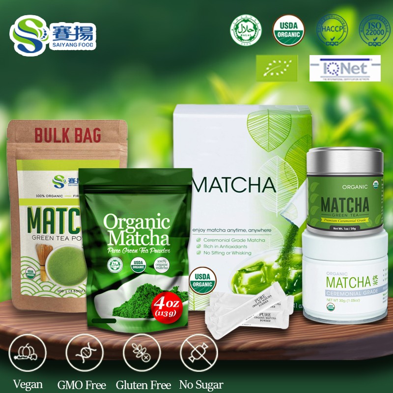 High Quality Wholesale 30gram Ceremonial Grade Matcha Powder Bulk Box Instant Tea for Slimming Free Sample Matcha Bag