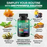 OEM Lrish Sea Moss Capsules Black Seed Oil Ashwagandha Turmeric Bladderwrack Burdock Extract Support Immune Seamoss Capsules
