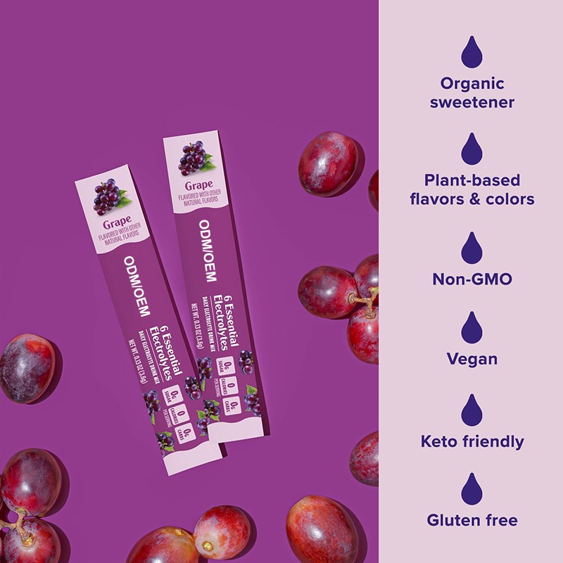 良好的私人标签电解质粉末水合饮料快速补充水合粉末电解质粉末小袋