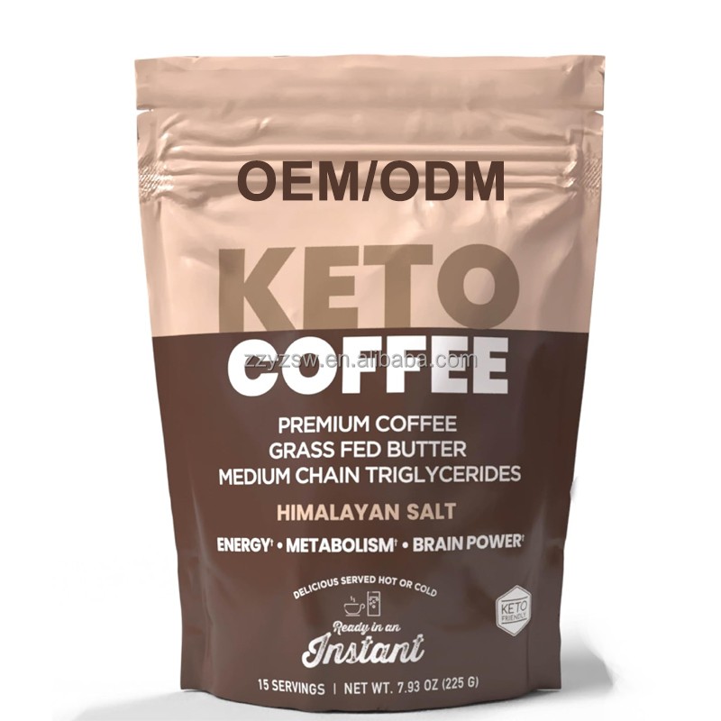 Herbal Keto Coffee Soluble Powder Healthy Meal Replacement Weight-Loss Drink Medicinal Mushroom Extract Sweetened Instant Coffee
