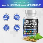 Nutritional Supplement for Adults 3000mg Sea Moss 1000mg Black Seed Oil Capsules Supports Health Ashwagandha Turmeric