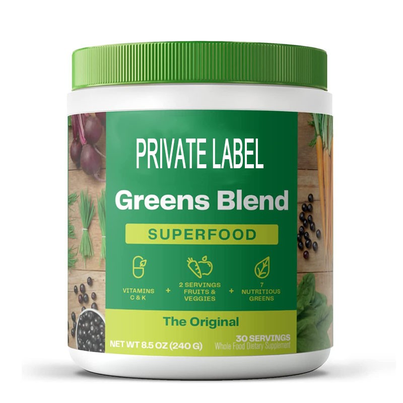 OEM Private Label Super Greens Powder for Boost Energy , Digestive Enzymes & Probrotics Super Greens Supplement