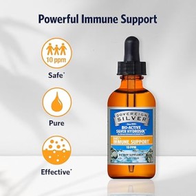 Sovereign Silver Bio-Active Silver Hydrosol for Immune Support, Colloidal-Silver Liquid, 8oz (236mL) Dropper