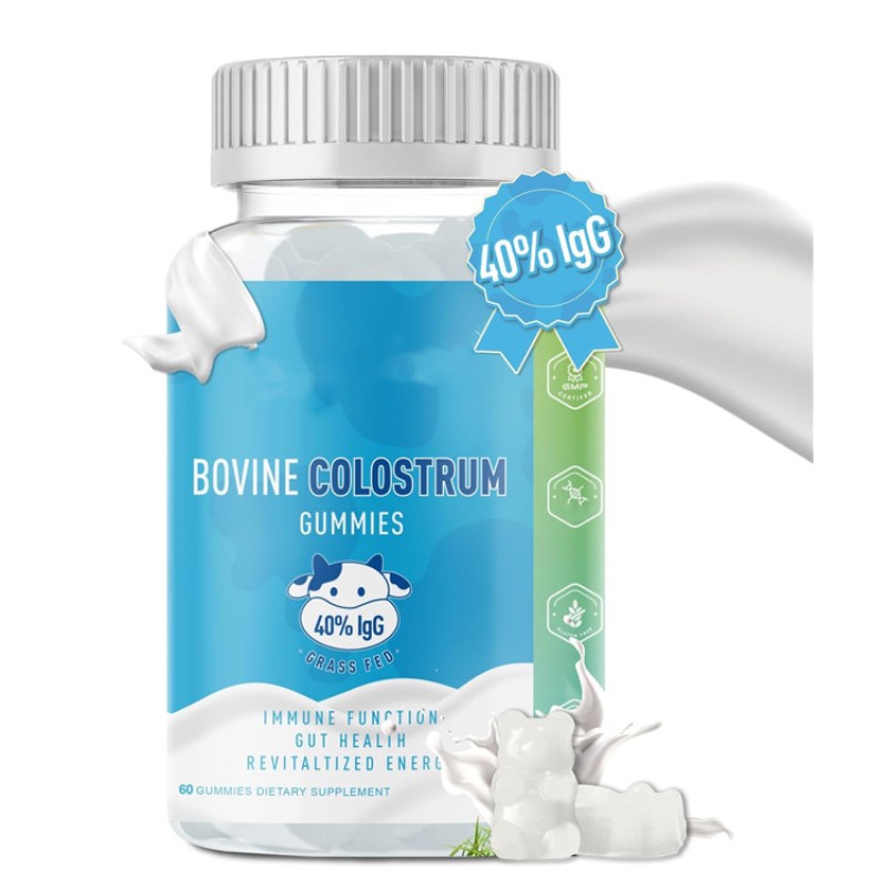 Wholesale First Milk Gummies Bovine Colostrum Gummies Supplement 1000mg Powder 40% IgG Immunoglobulins for Skin Nails Joints