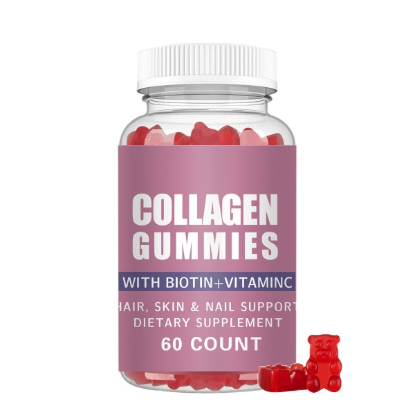 Tiktok Hot Sell Dietary Supplement Vegan Vitamins Gummy Natural Fruit Flavor Collagen Biotin Hair Skin Nails Gummies