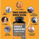 Amazon Hot Selling in Stock Korean Red Panax Ginseng + Ginkgo Biloba Ginseng Root Extract Powder Ginseng Herbal Capsules