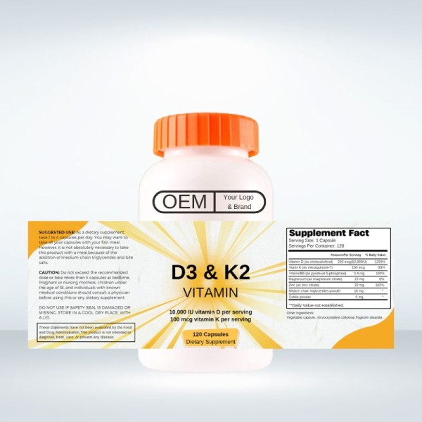 Vitamin D3 K2 Capsules Manufacturer - OEM Organic Vegan Teeth Bone Health