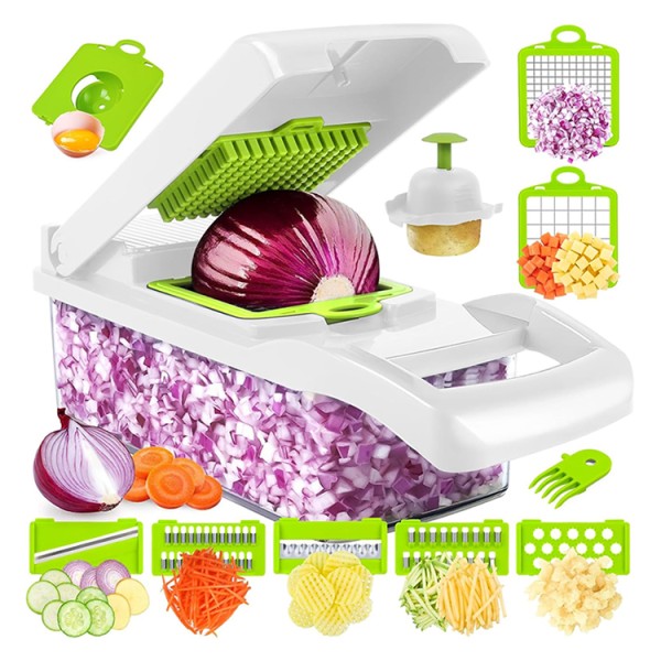 蔬菜切碎器厂家 - 12合一手动切丁器