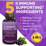 OEM Black Elderberry Extract Capsules with Vitamin C Zinc Herbal Supplement Food Pills to Support Healthcare